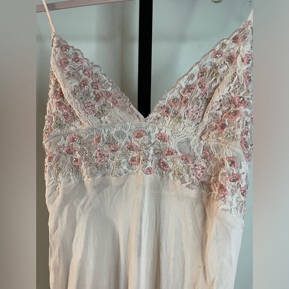 NWOT Free People Midnight Magic Maxi Slip Dress Size XS Pink Beaded - Picture 5 of 14